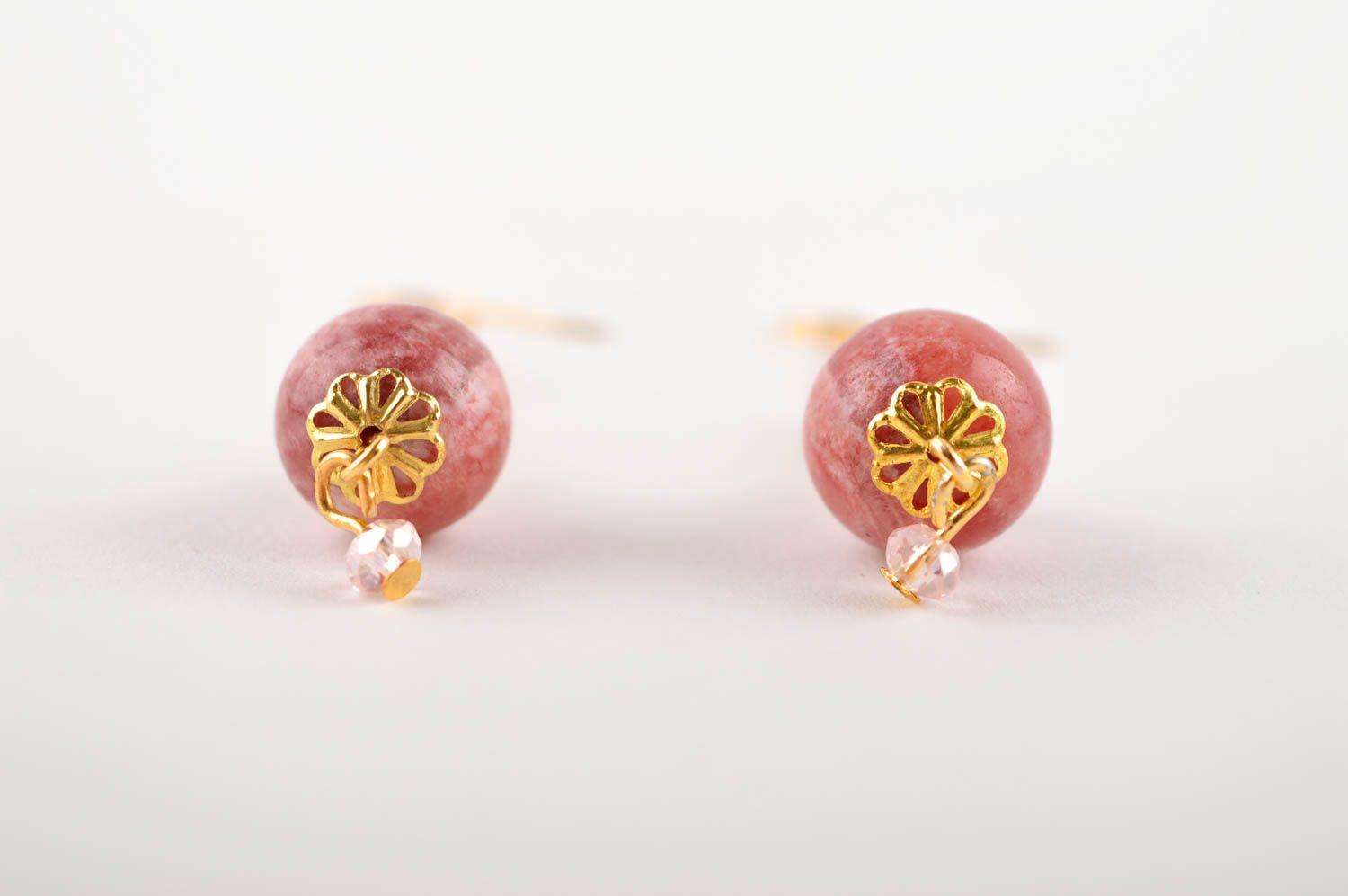 Handmade rote Ohrringe aus echten Steinen Schmuck Ohrringe Accessoire für Frauen foto 4