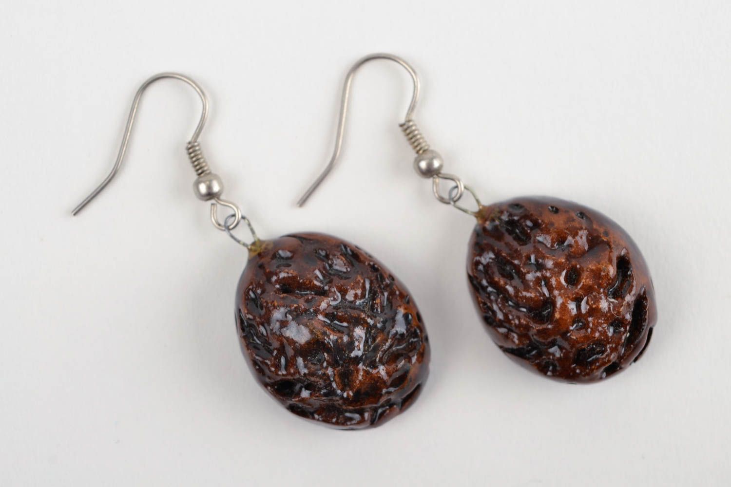 Handmade Holz Ohrringe Damen Schmuck Accessoires für Frauen aus Aprikosenkernen foto 2
