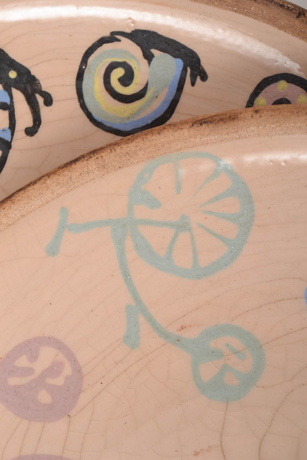 Керамические тарелки ручной работы глиняная посуда расписные тарелки 2 шт Улитки фото 4