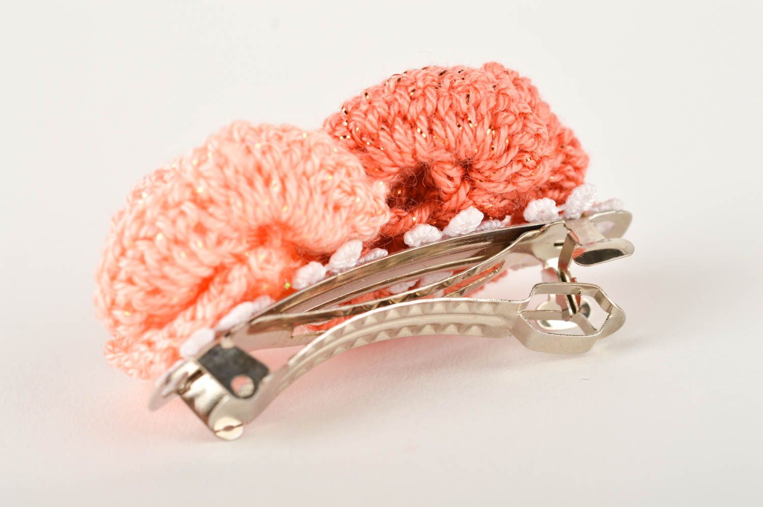 Handmade textile hair clip crocheted tender hair clip accessories for kids photo 5