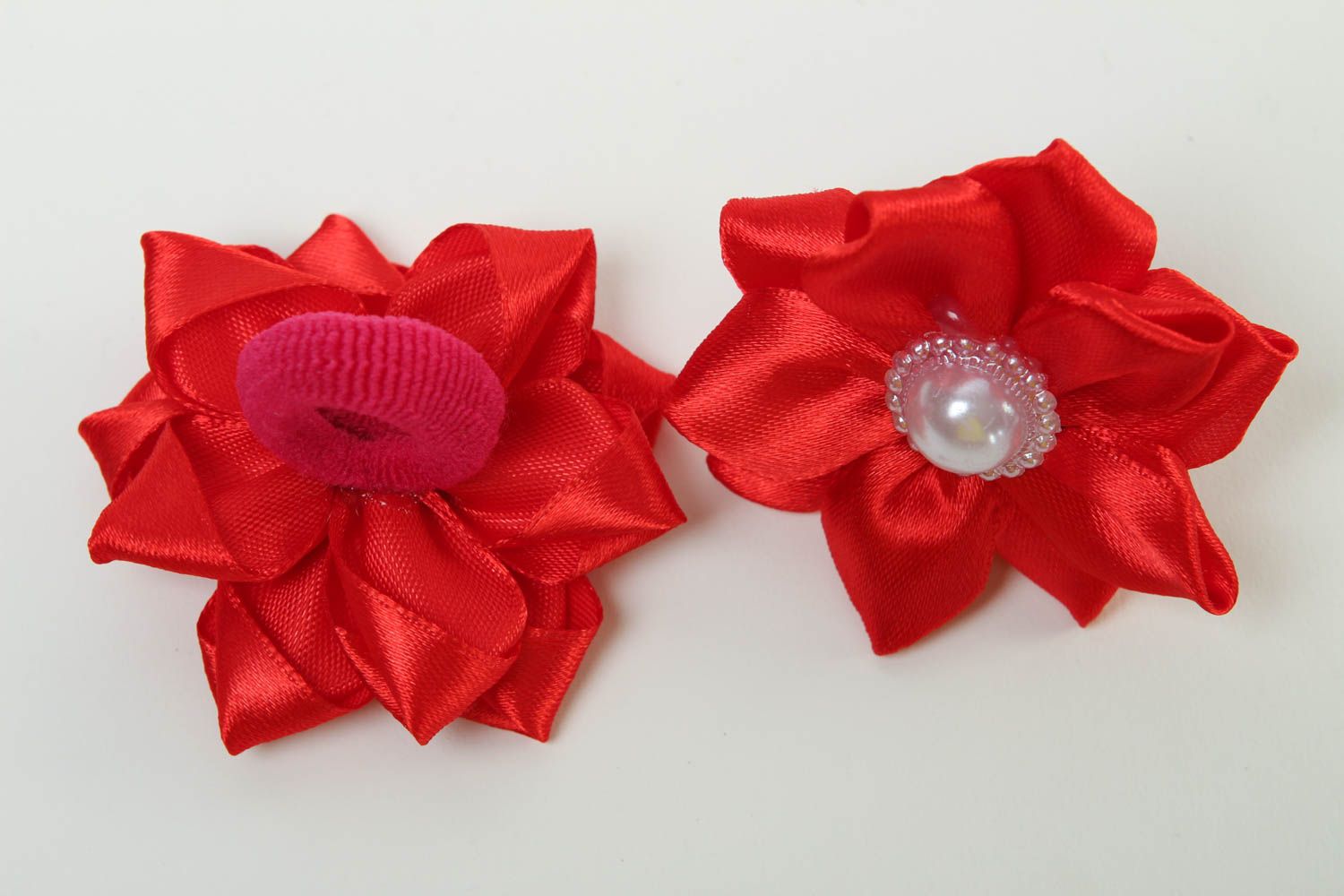 Flower scrunchies handmade satin scrunchies hair ornaments present for girl photo 3