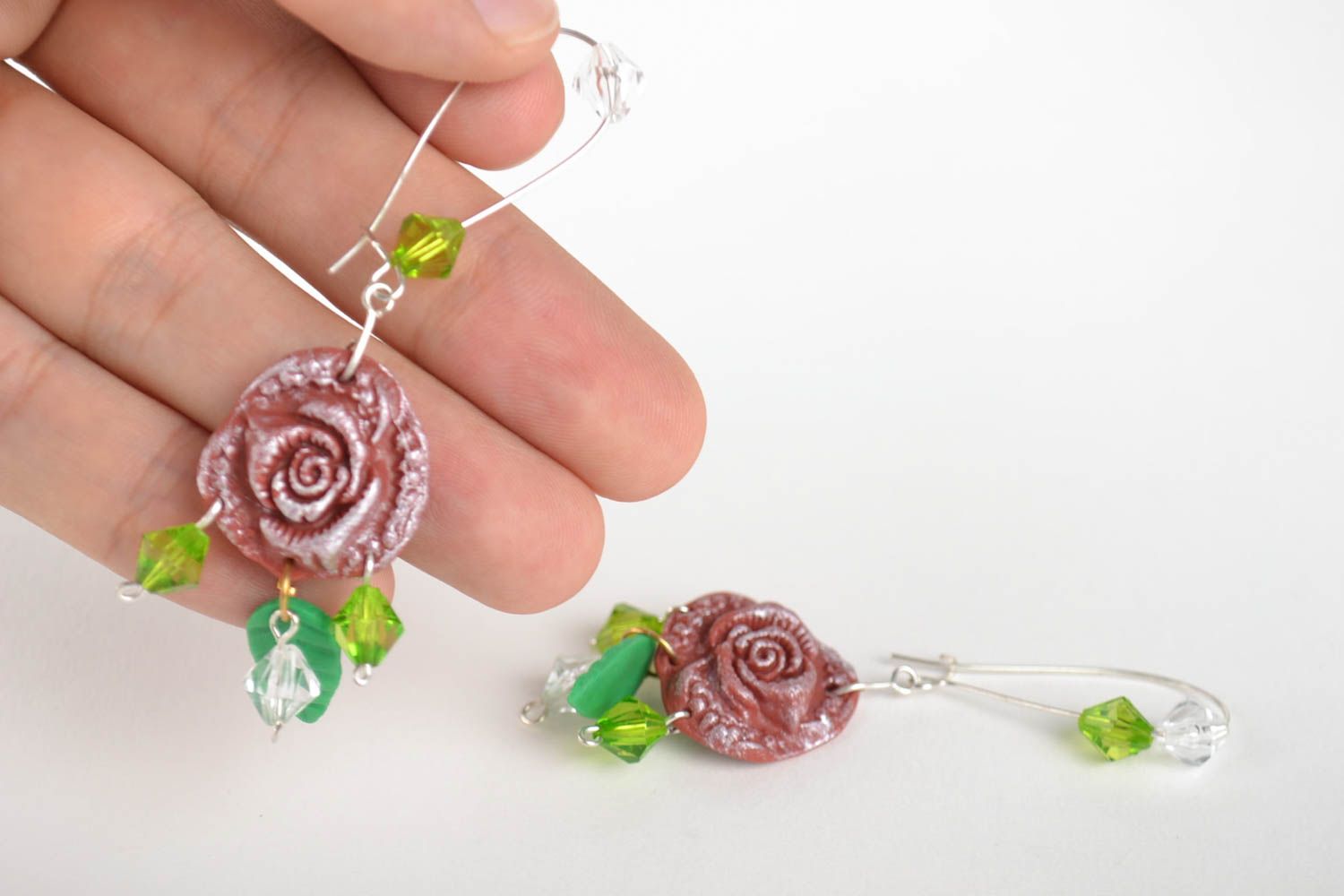 Designer earrings flower earrings polymer clay handcrafted jewelry gifts for her photo 4