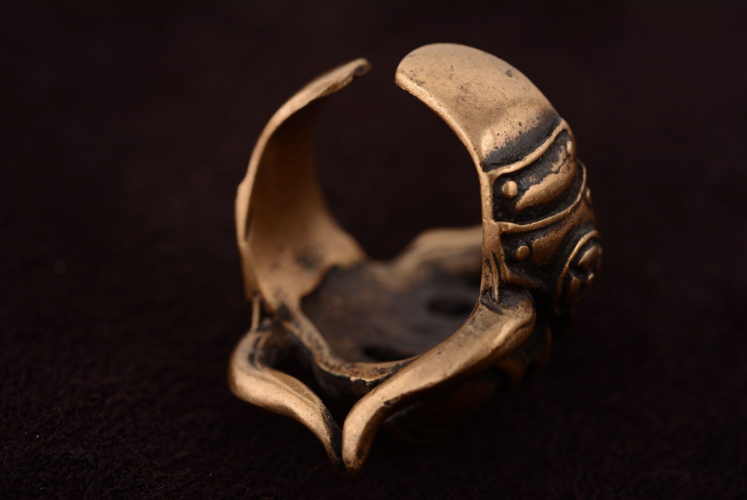 Кольцо из бронзы Шлем викинга  фото 5