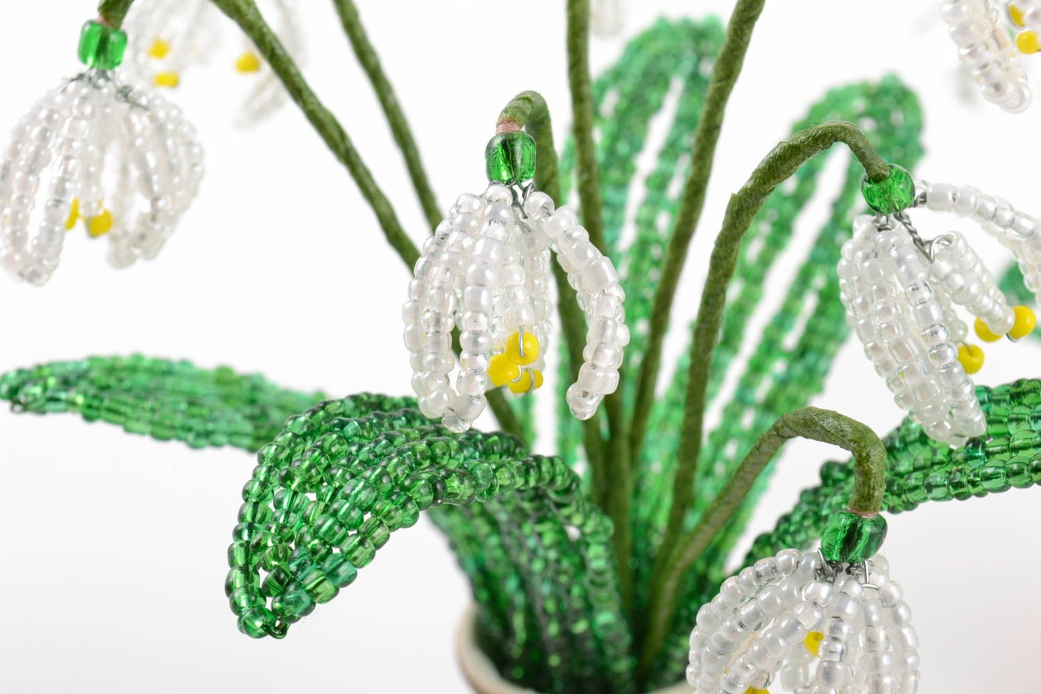 Schöne dekorative Blumen aus Glasperlen 2 Töpfe Handmade Schmuck für Interieur foto 3