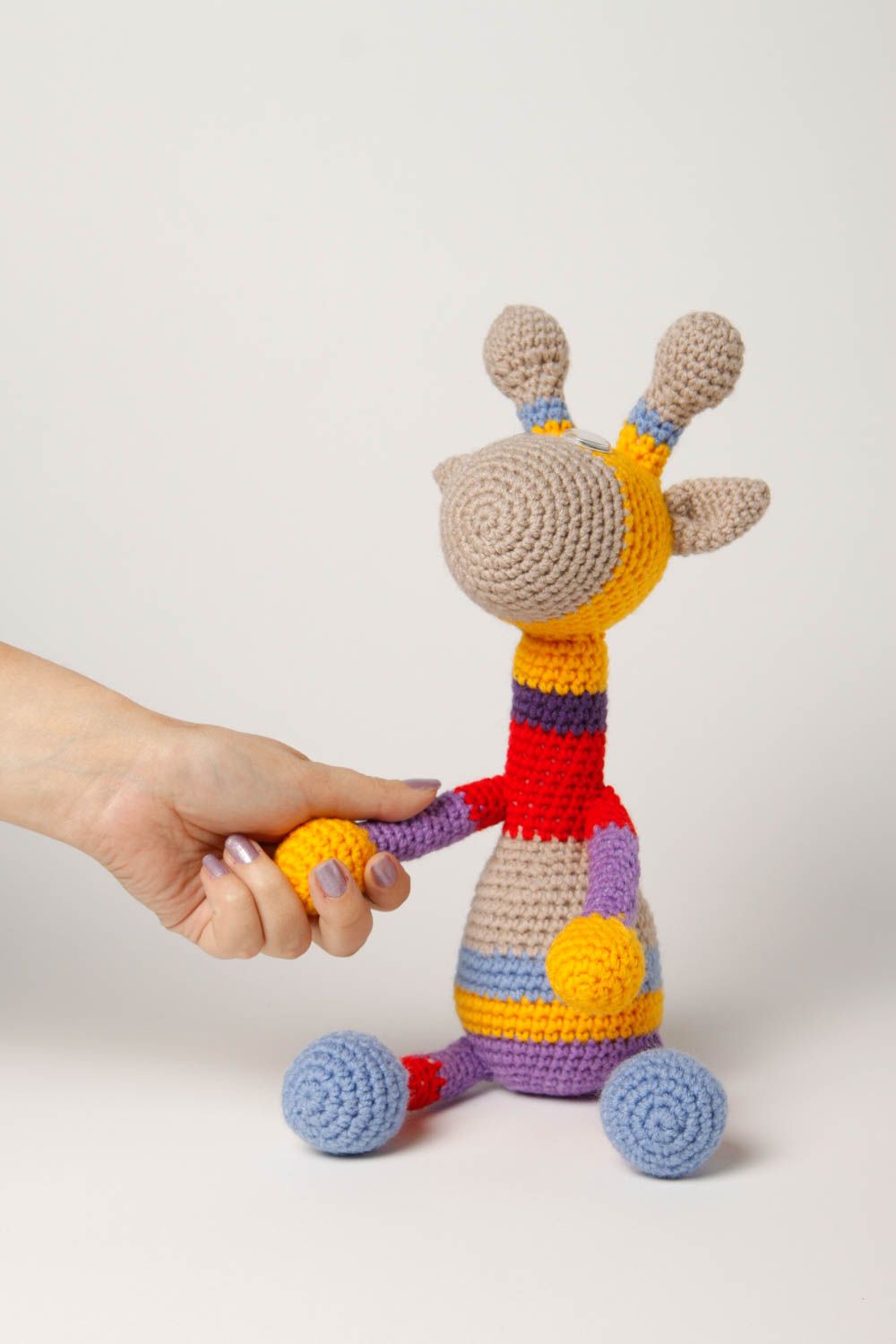 Grelles Kuscheltier Giraffe handmade Stoff Spielzeug Geschenk für Kinder foto 2