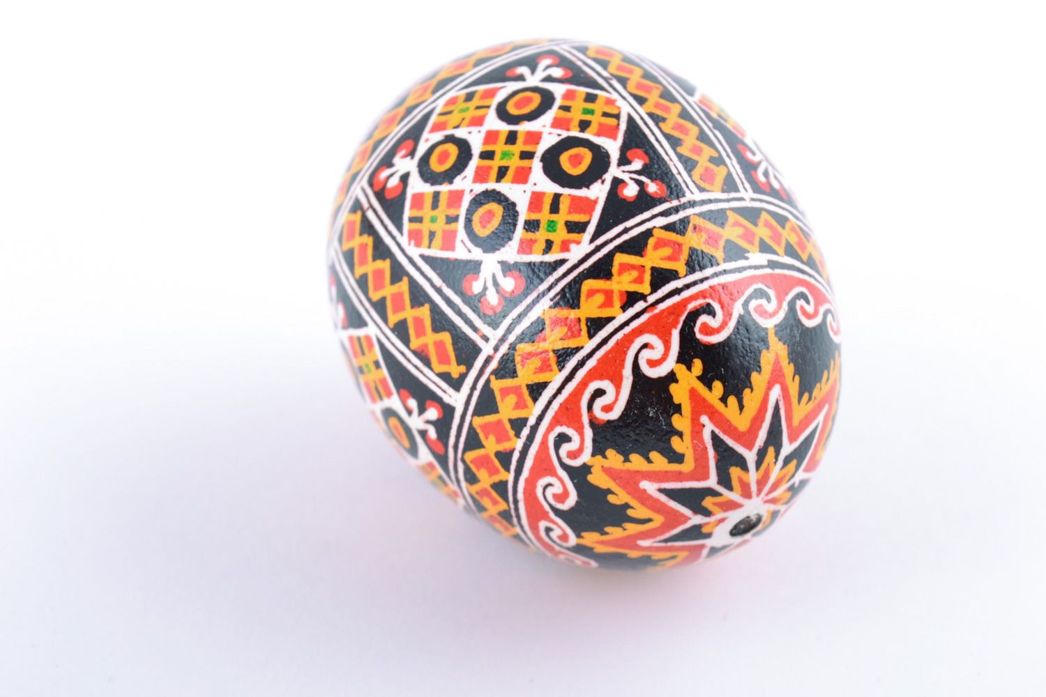 Handmade painted chicken Easter egg with ornament photo 3