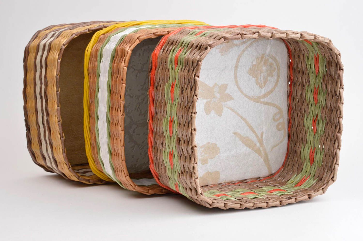 Плетеные корзины ручной работы 3 штуки подарочные корзины предметы интерьера фото 3
