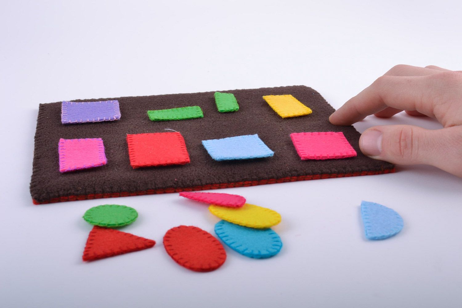 Handmade children's felt soft educational toy with geometric figures photo 4