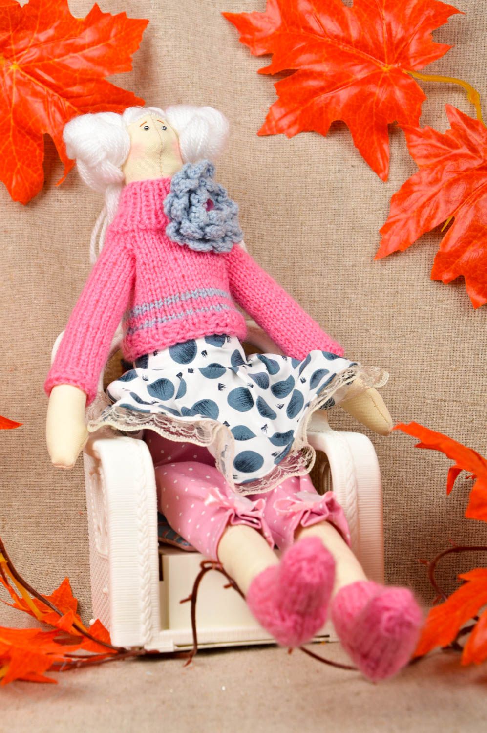 Rag doll handmade fabric toy fabric toy for children nursery decor toys photo 1