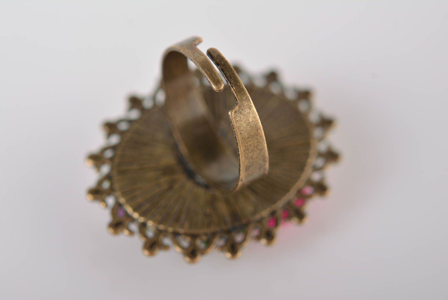 Кольцо ручной работы украшение из холодного фарфора модное кольцо с цветами фото 5