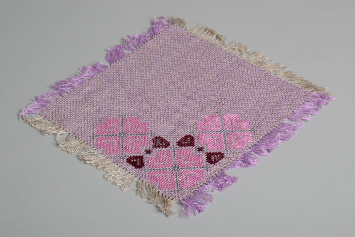 Embroidered linen napkin handmade designer napkin cute kitchen textile photo 2