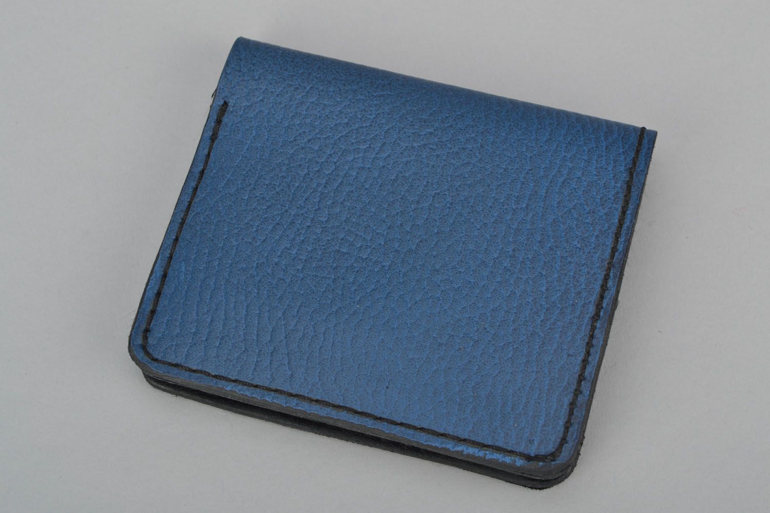 Porte-monnaie en vrai cuir bleu original photo 1