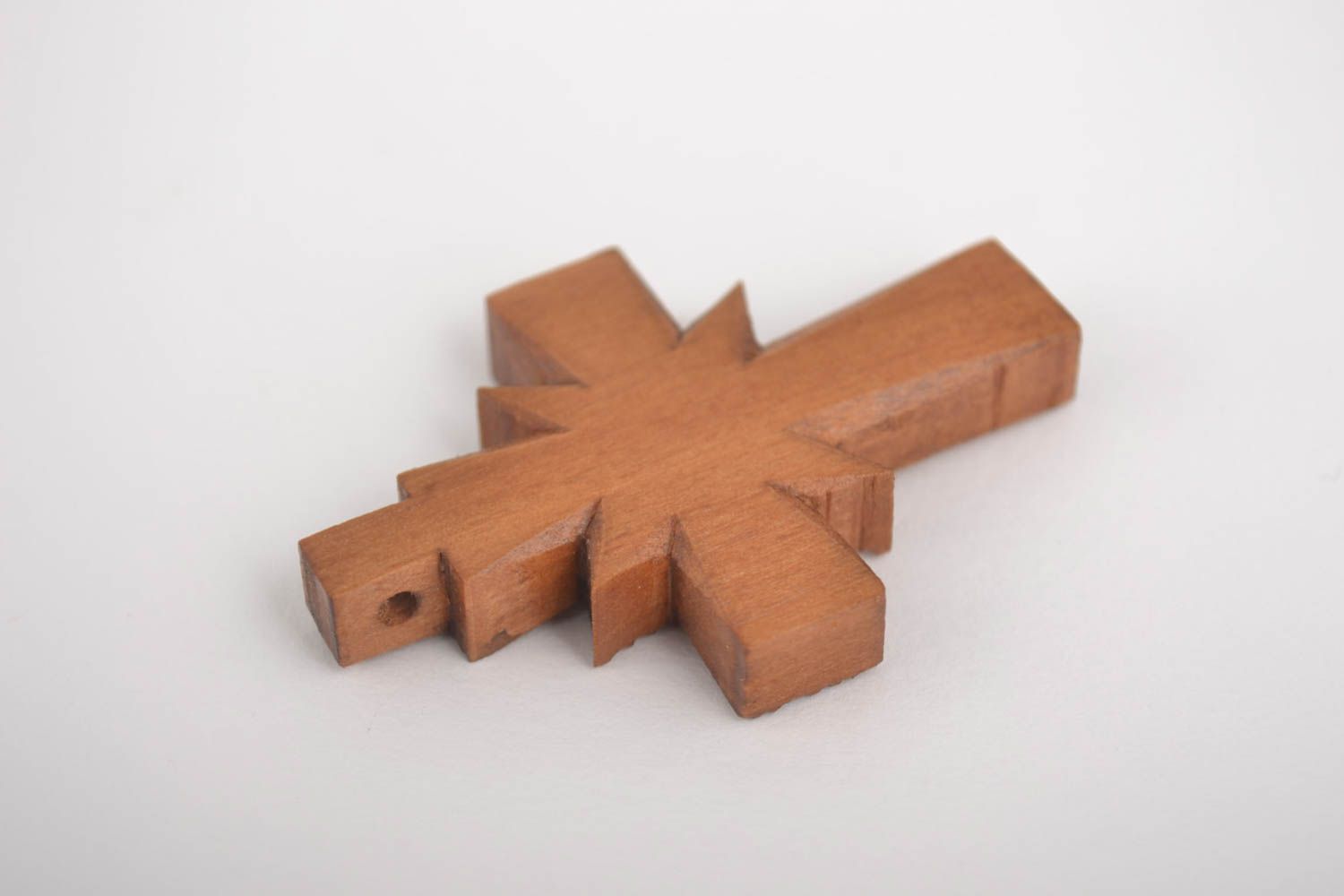 Croce di legno fatta a mano crocetta intagliata originale in legno interessante
 foto 2