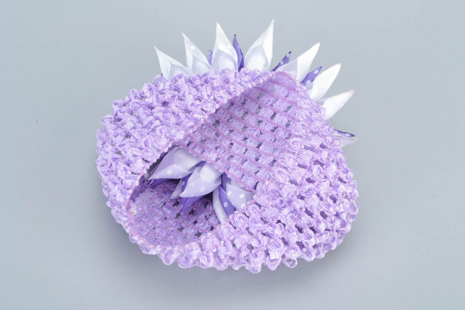 Originelles nettes lila Haarband mit Blume für Baby in Kanzashi Technik handmade foto 4