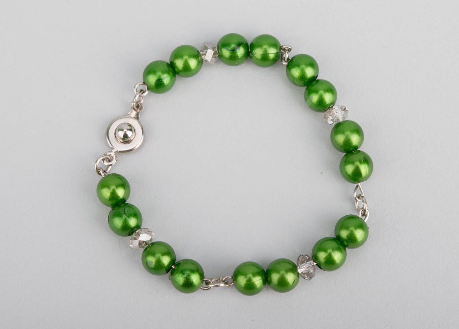 Line green bead bracelet on the metal chain great gift for the woman photo 5