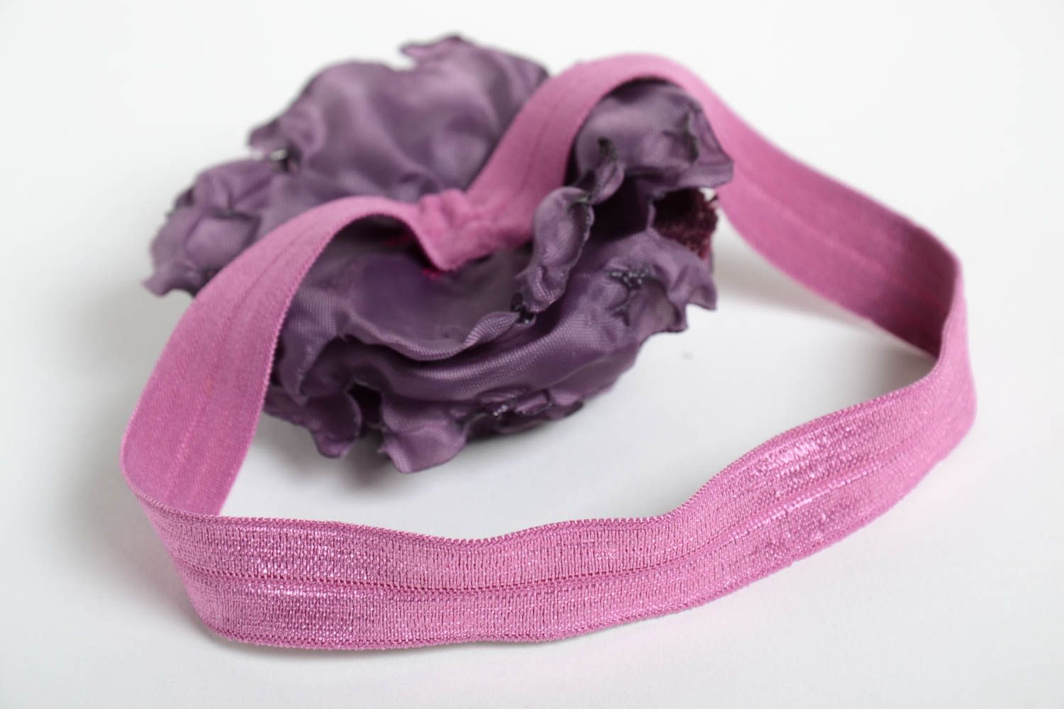 Haarband Blumen handgefertigt Haarschmuck Blüte Accessoire für Haare in Lila  foto 5