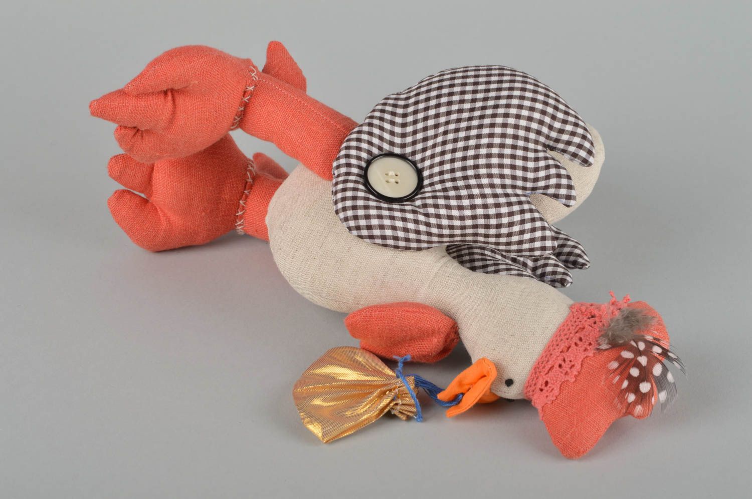 Juguete artesanal decorativo muñeco de peluche regalo original Gallo para casa foto 5