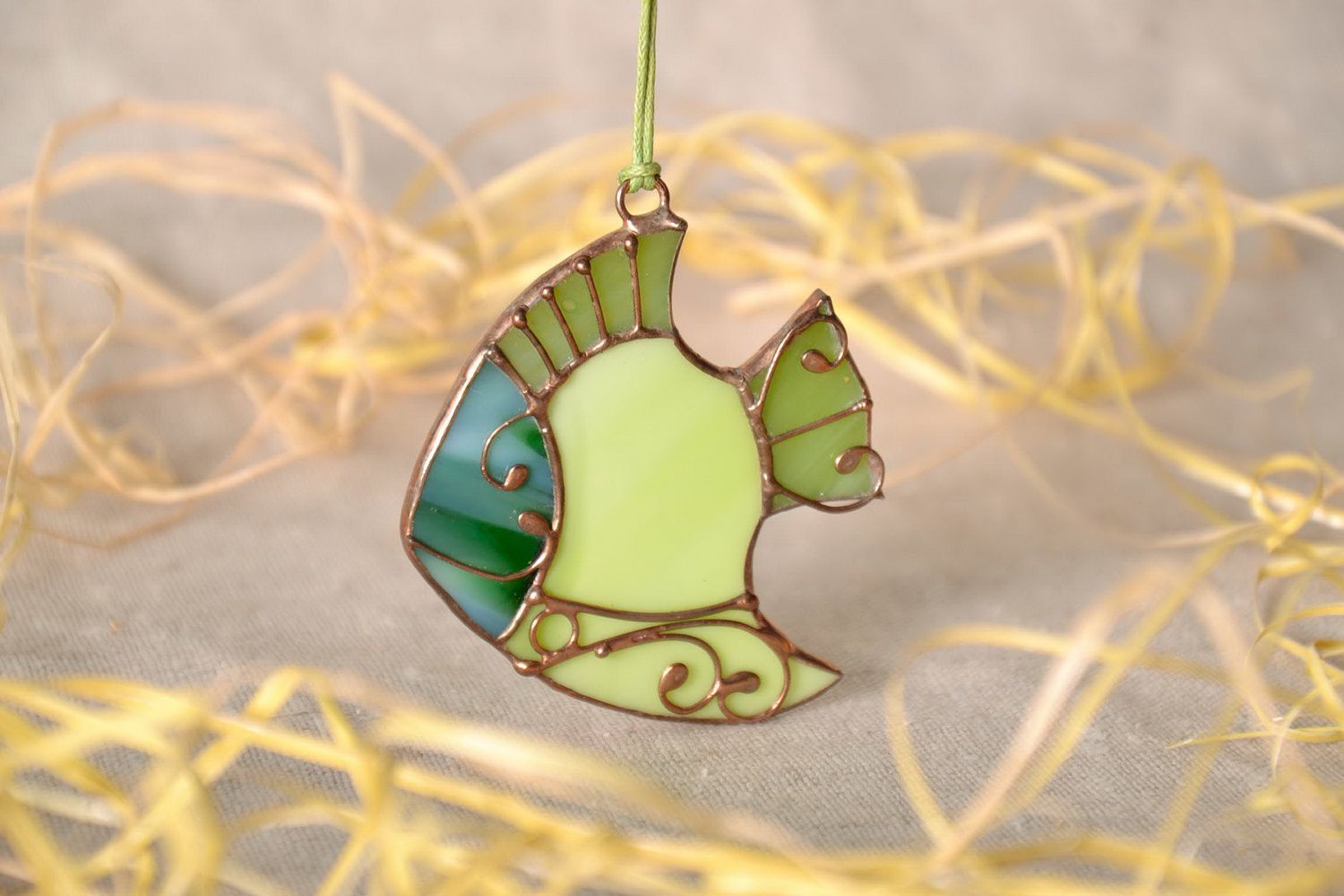 Interior stained glass pendant Fish photo 2