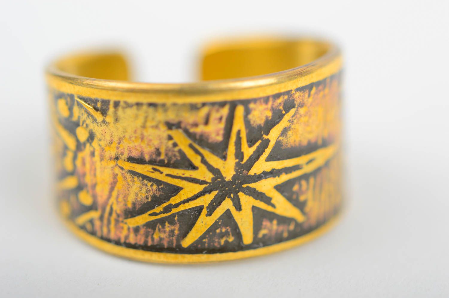 Кольцо ручной работы дизайнерское кольцо из латуни украшение из металла фото 5