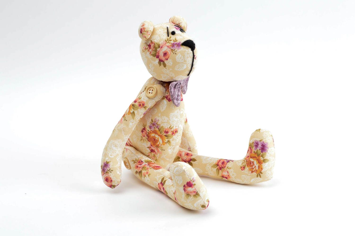 Jouet ours à fleurs Peluche faite main design avec noeud Cadeau pour enfant photo 2