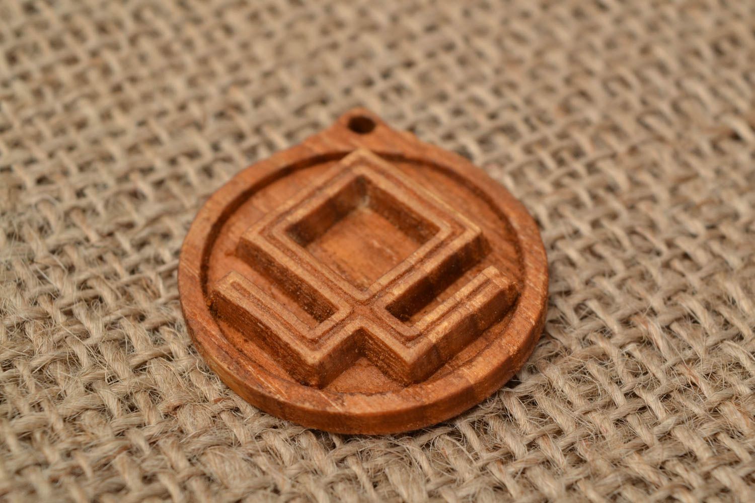 Carved pendant made of ash wood Slavonic pendant amulet with symbol Berezha photo 1