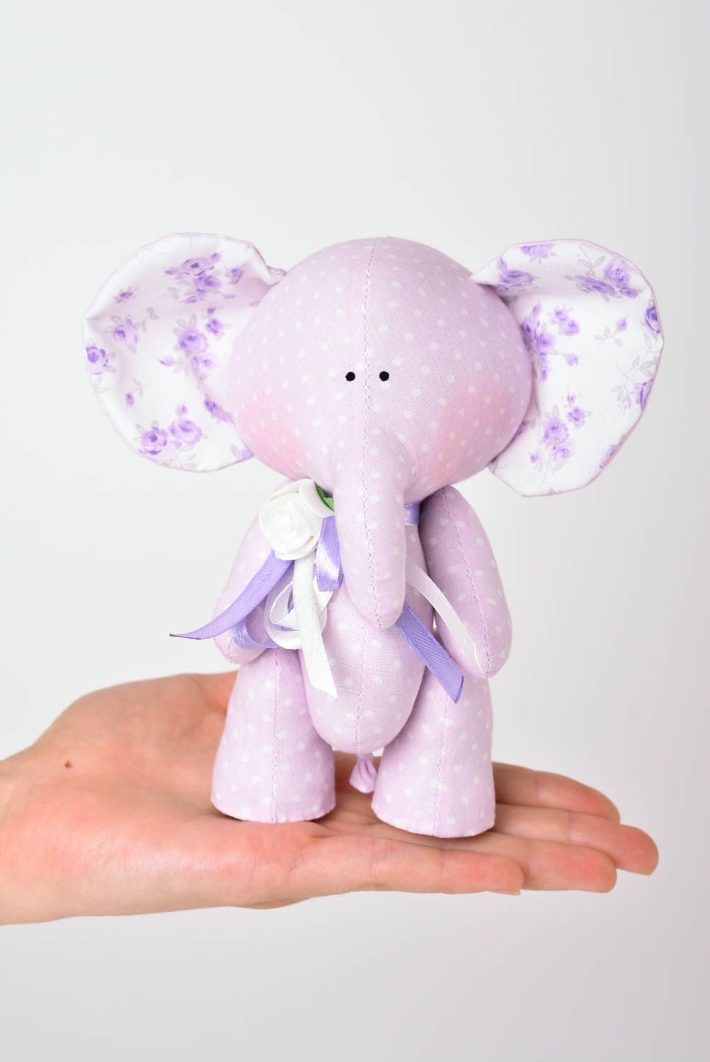 Juguete artesanal decoración para interior muñeco de peluche elefante lila foto 2