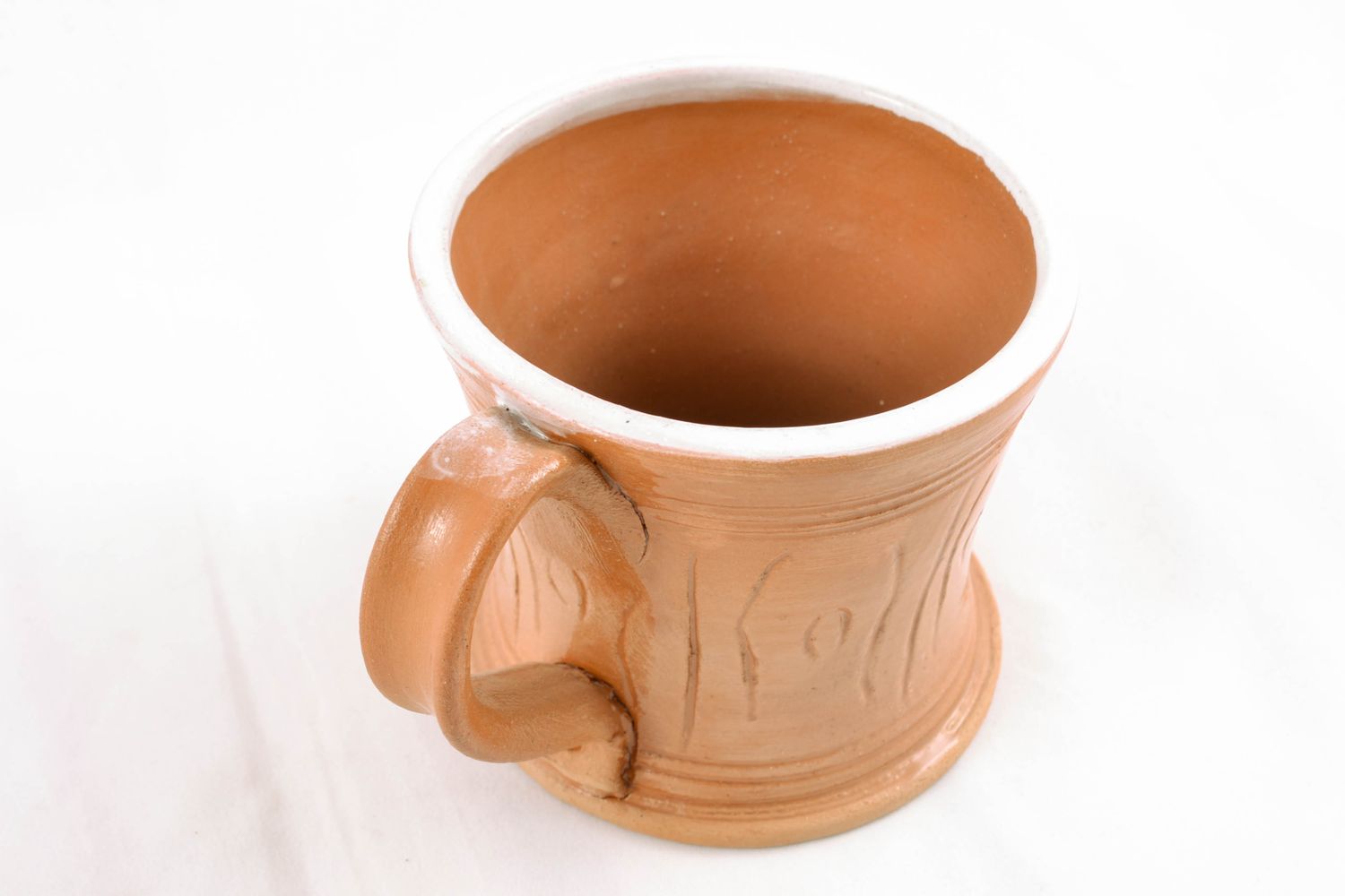 Glazed ceramic cup fir coffee and tea made of lead-free clay 1,22 lb photo 3