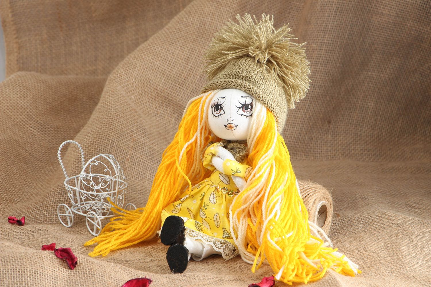 Beautiful designer soft doll with long hair Goldilocks photo 5