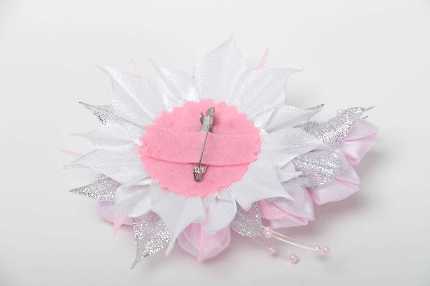 Gentle handmade flower brooch textile floristry fashion accessories gift ideas photo 4