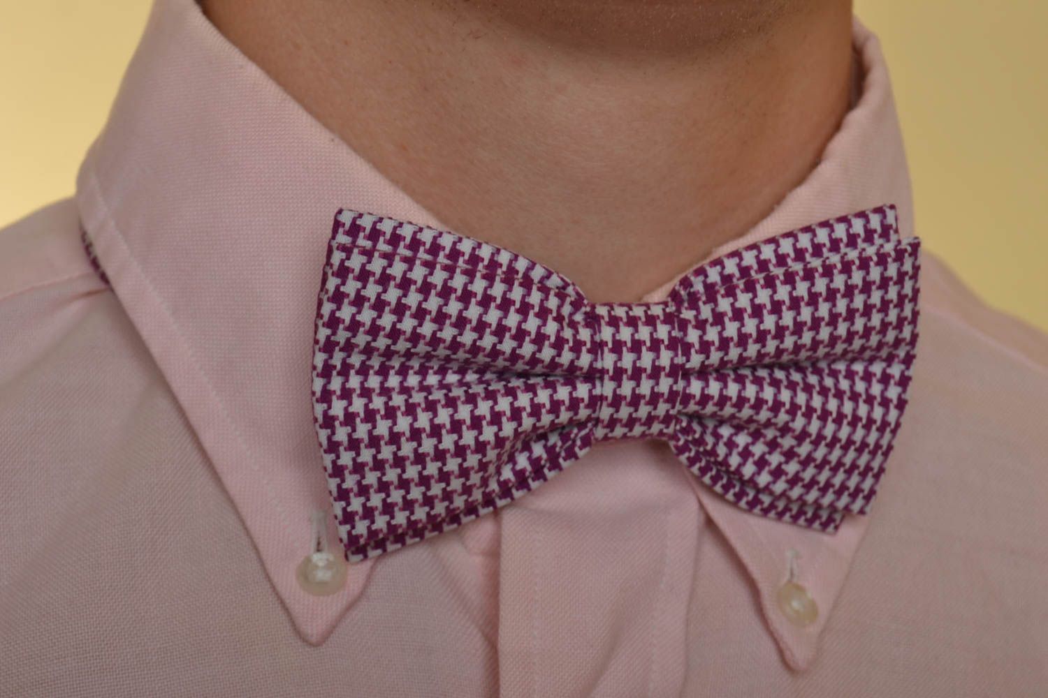 Unusual beautiful stylish handmade designer motley fabric bow tie photo 1