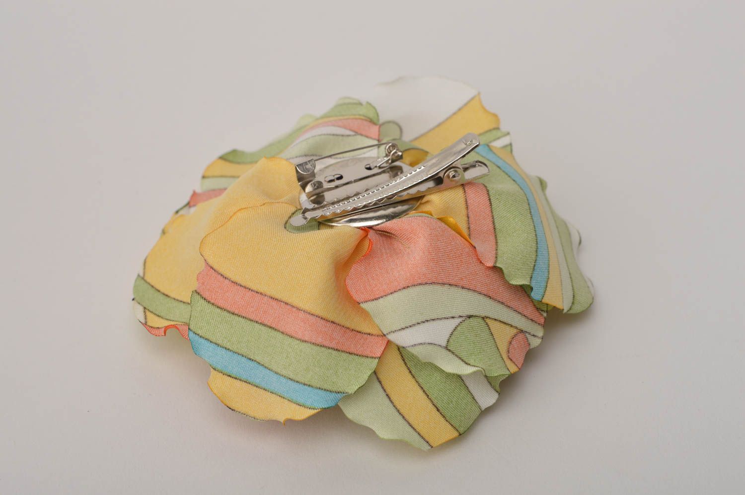 Stylish handmade flower barrette textile brooch jewelry hair clip designs photo 3