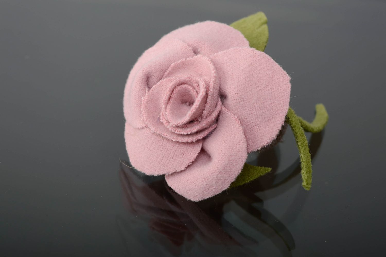 Élastique à cheveux fleur rose fait main photo 4