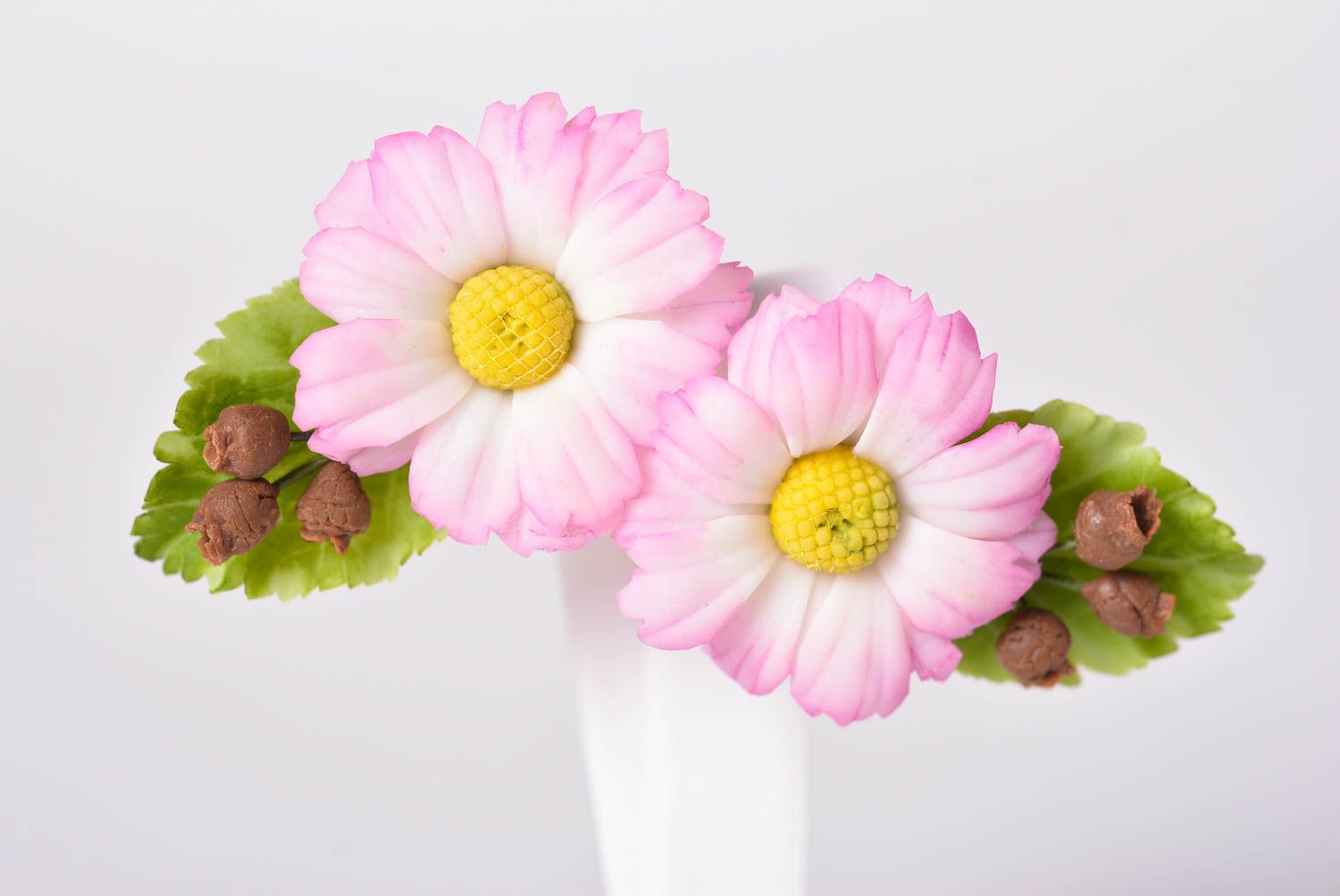 Handmade zarte rosa Blumen Ohrringe Accessoire für Frauen Polymer Schmuck  foto 1