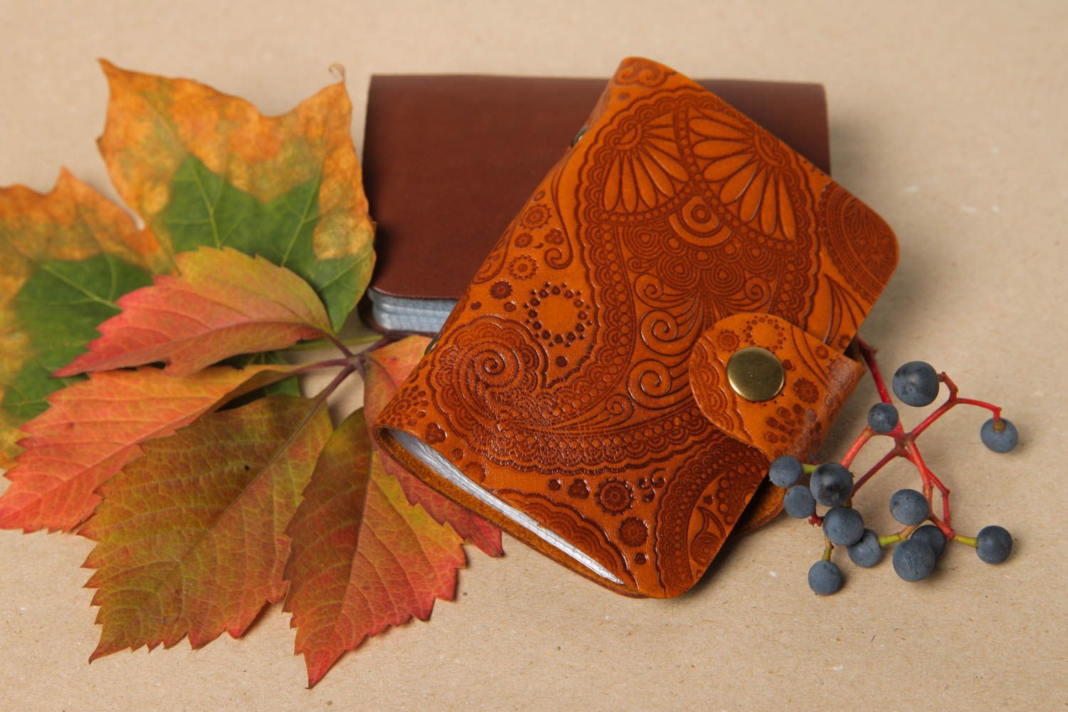 Unusual handmade card holder leather goods unisex handmade accessories photo 1