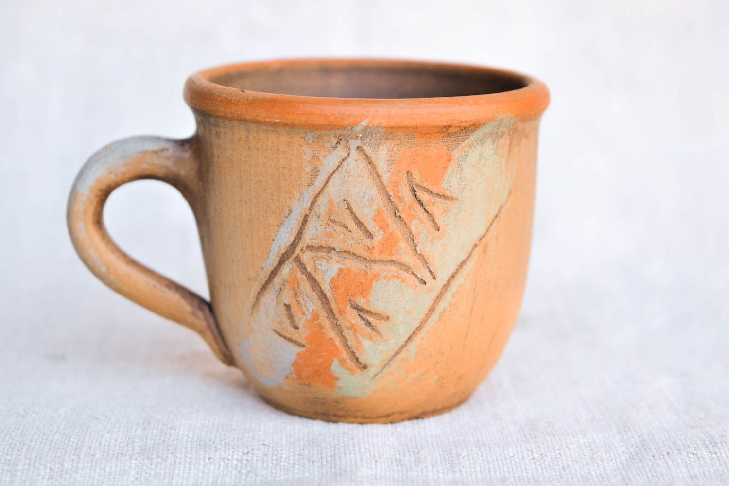 Кофейная посуда ручной работы кофейная чашка с росписью глиняная чашка 100 мл фото 3