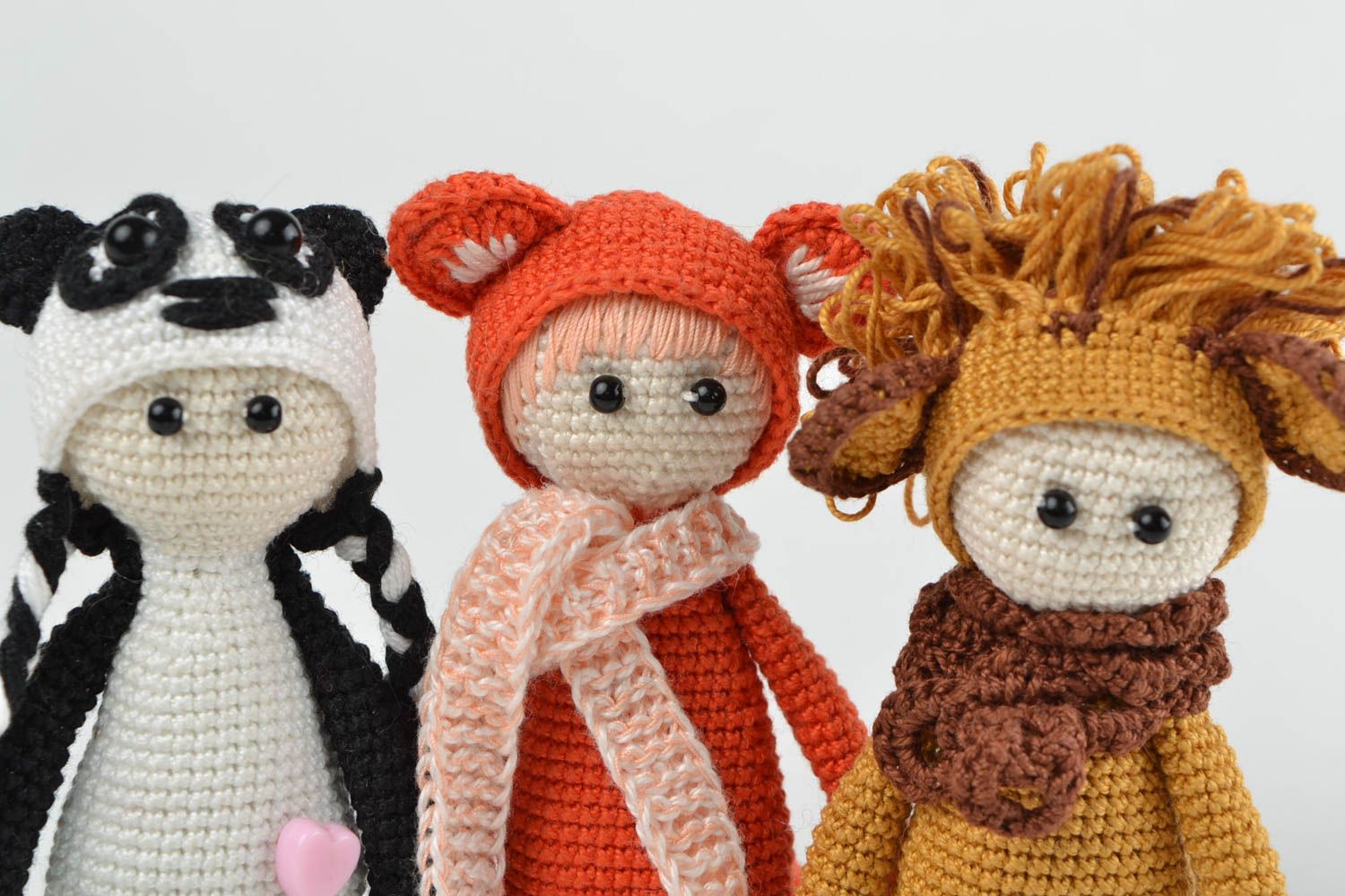 Poupées tricotées 3 Jouets fait main fils de coton au crochet Cadeau enfant photo 4