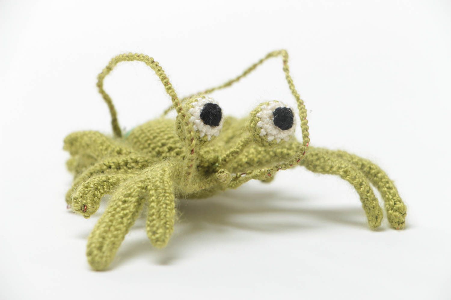 Small handmade children's crochet soft toy green crawfish photo 4