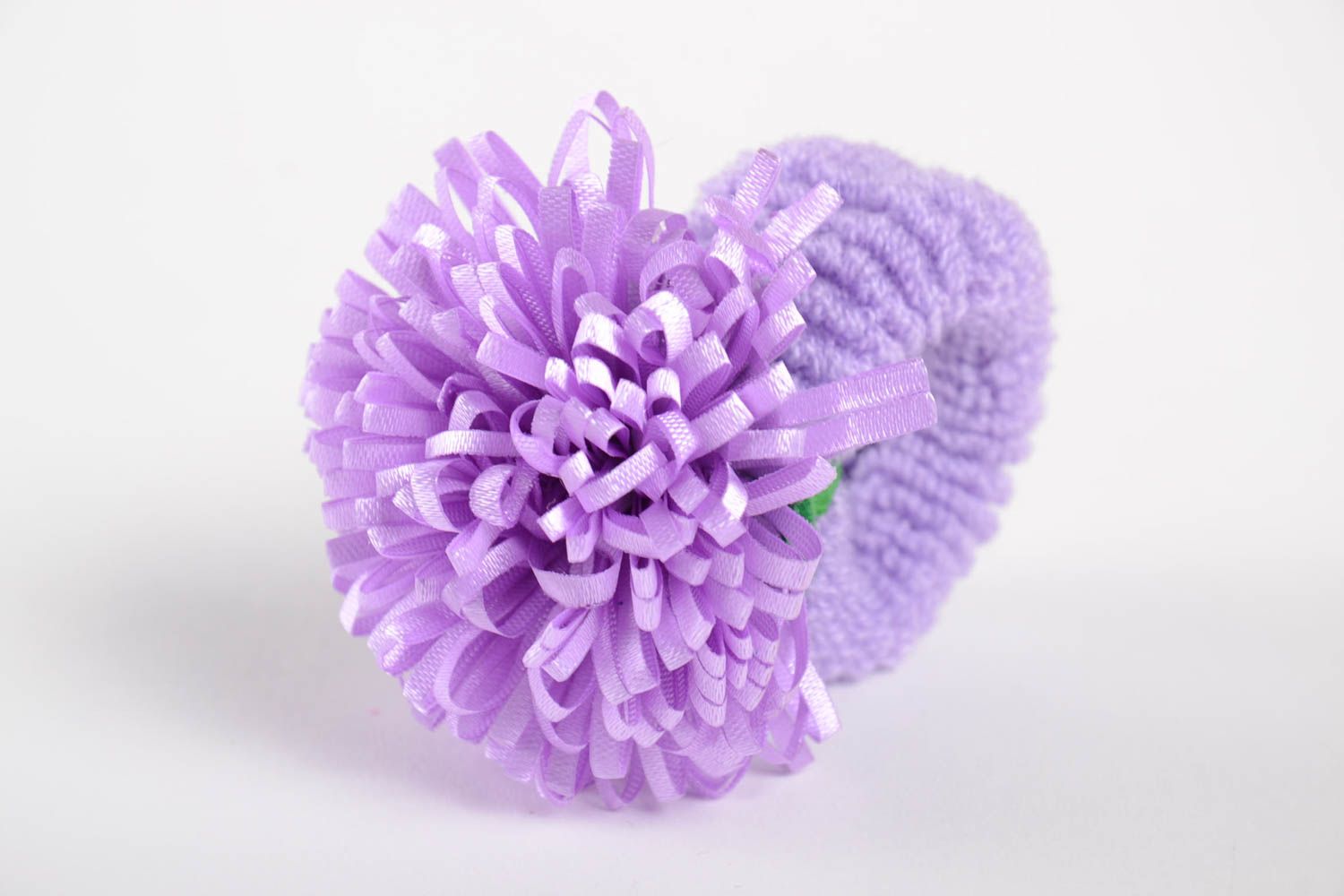 Handmade Schmuck Blumen Haargummi Mädchen Haarschmuck aus Stoff in Violett foto 5