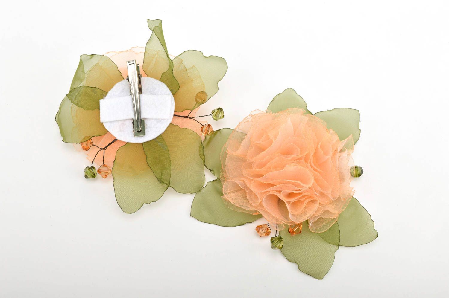 Unusual handmade flower barrette hair clip 2 pieces trendy hair head accessories photo 5