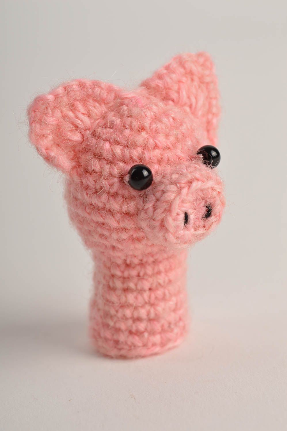 Handmade crocheted finger toy soft toy present for kid baby toy soft piggy toy photo 5