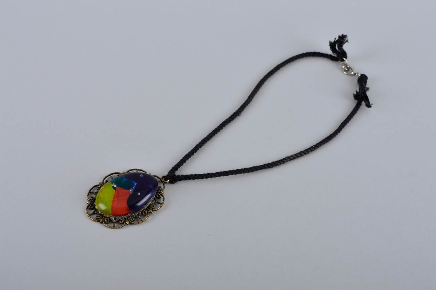 Handmade colorful glass pendant unusual stylish pendant elite jewelry photo 4