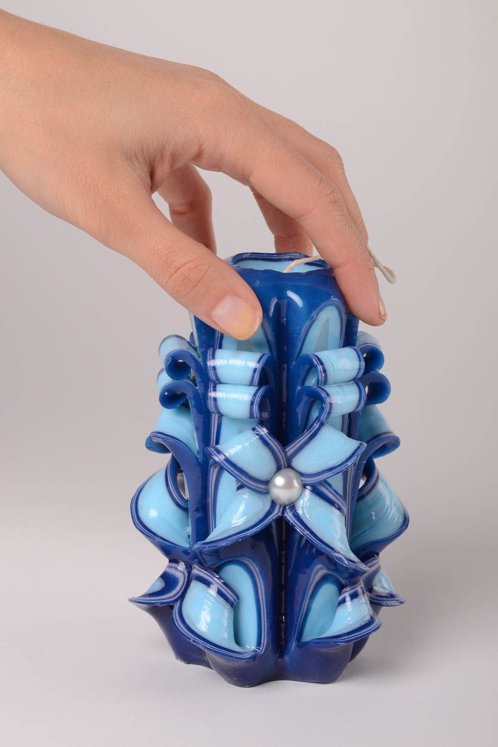 Vela decorativa hecha a mano color azul regalo original decoración de casa foto 2
