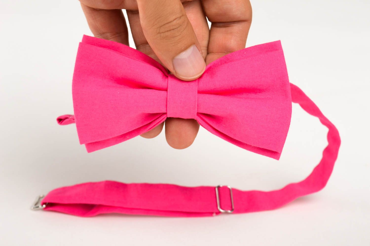 Corbata de lazo artesanal pajarita moderna rosa fucsia accesorio unisex foto 5