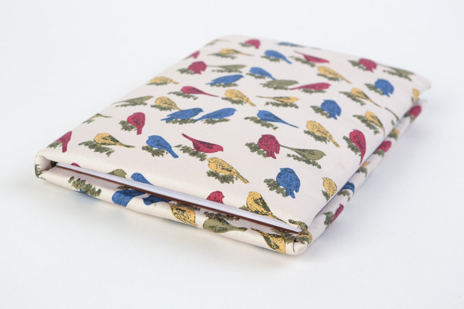 Handmade designer notepad with soft cover and with print Colorful Birds gift for girls photo 4