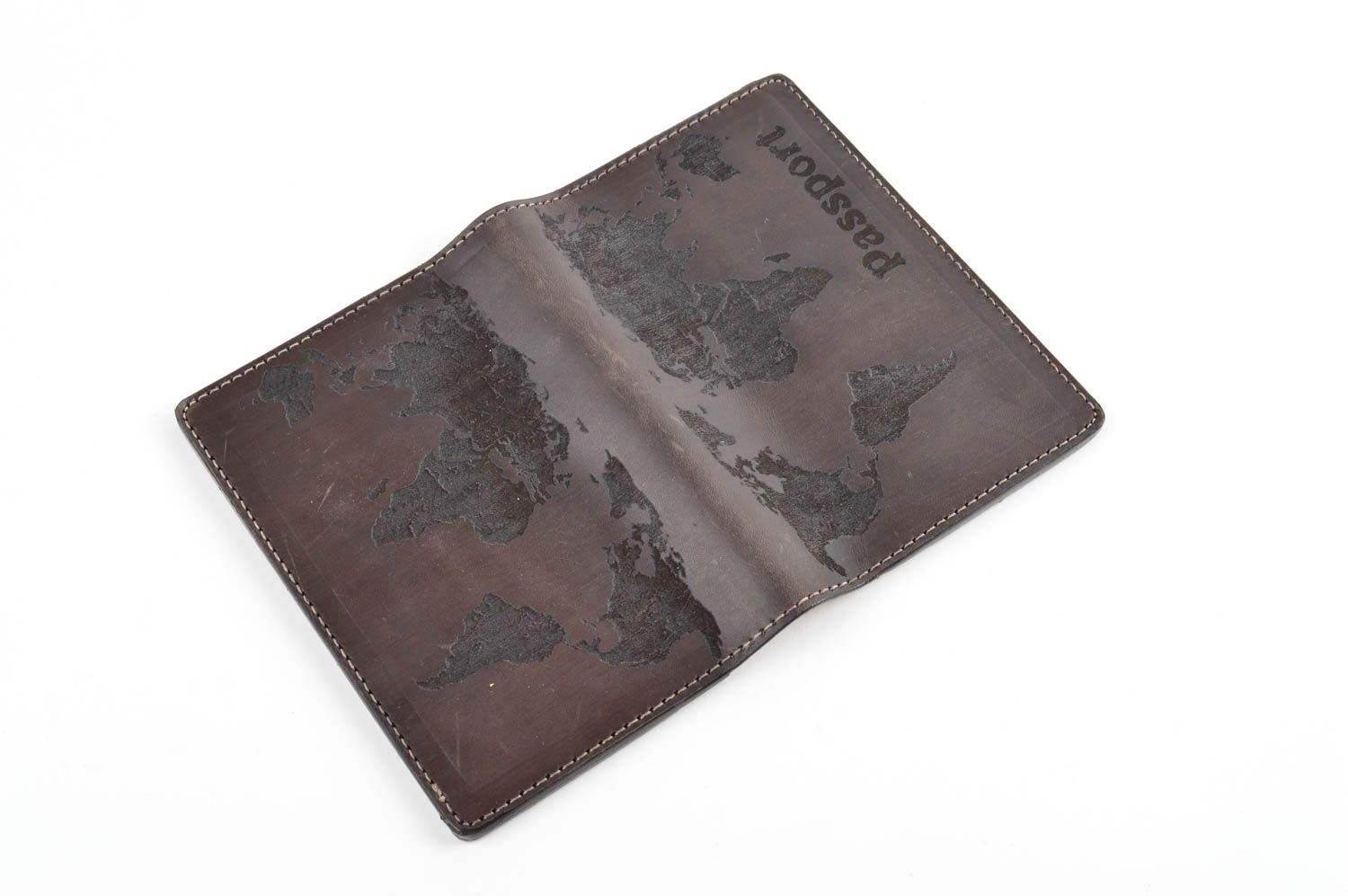 Funda para pasaporte artesanal portadocumentos de cuero gris regalo original foto 3