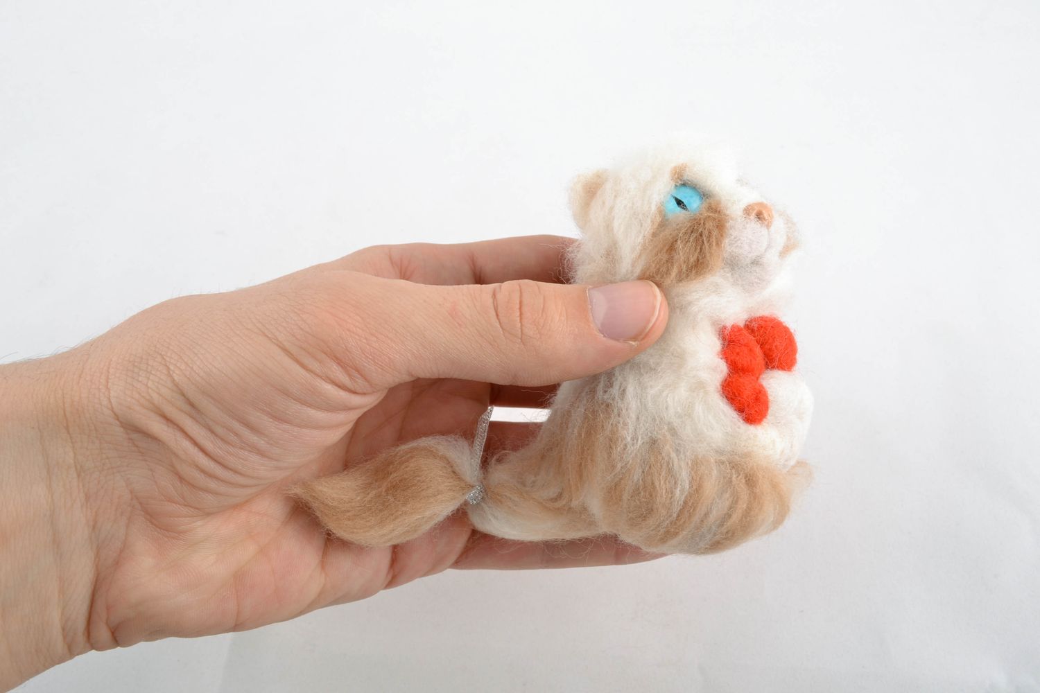 Wool felted home interior toy Cat Valentine photo 2