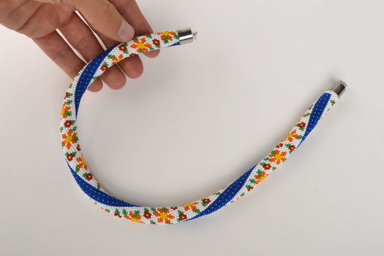 Handmade Halskette für Frauen Rocailles Kette Frauen Accessoire mit Blumenmuster foto 5