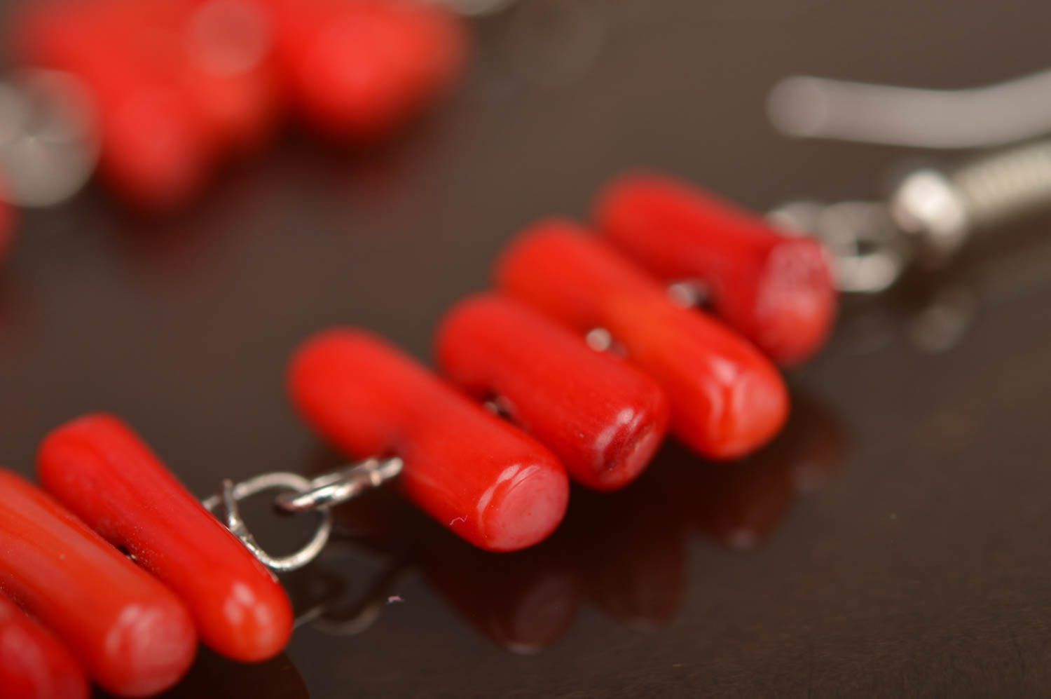 Damen Ohrringe handmade Edelstein Schmuck Accessoires für Frauen in Rot  foto 4