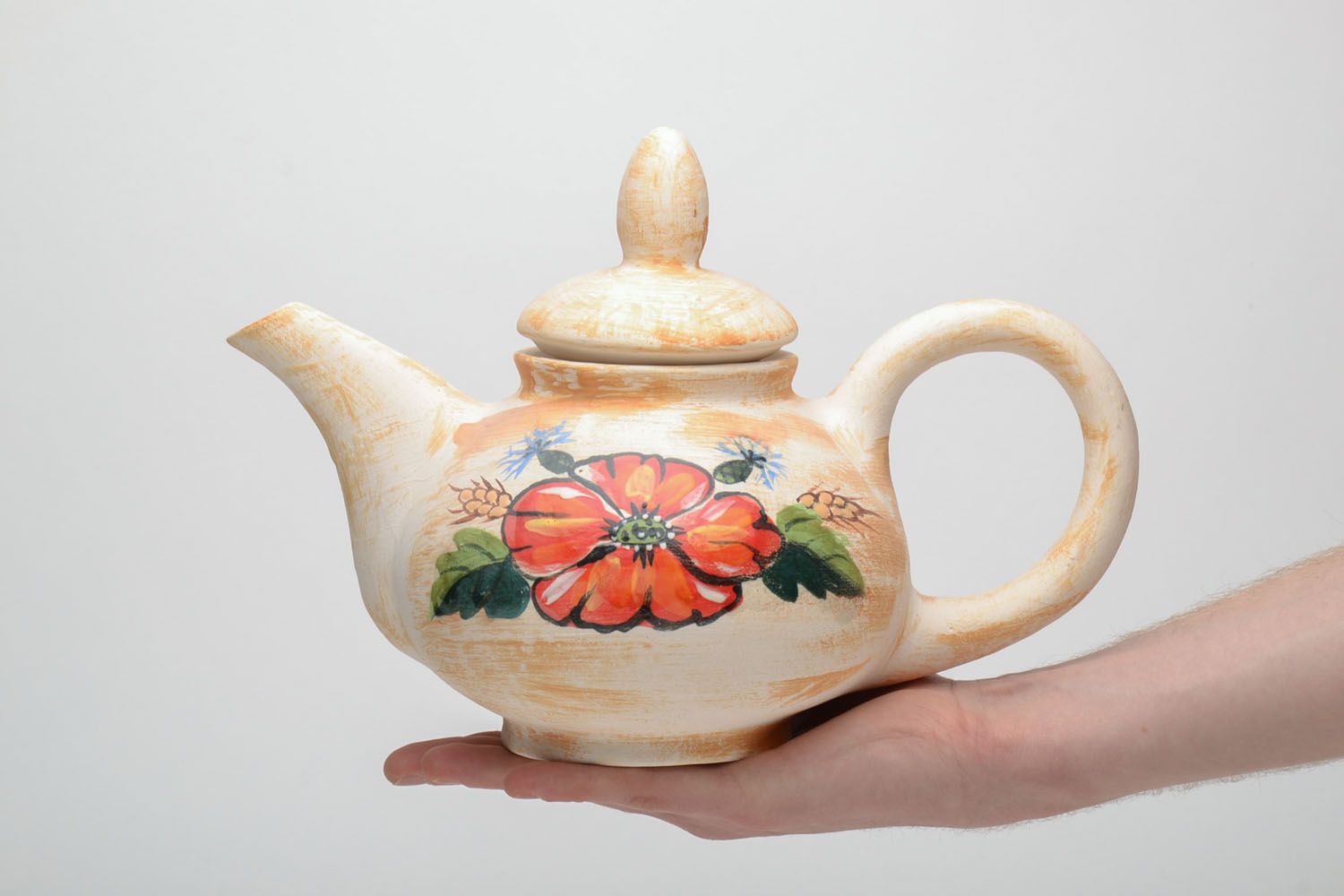Handmade ceramic teapot with painting photo 5