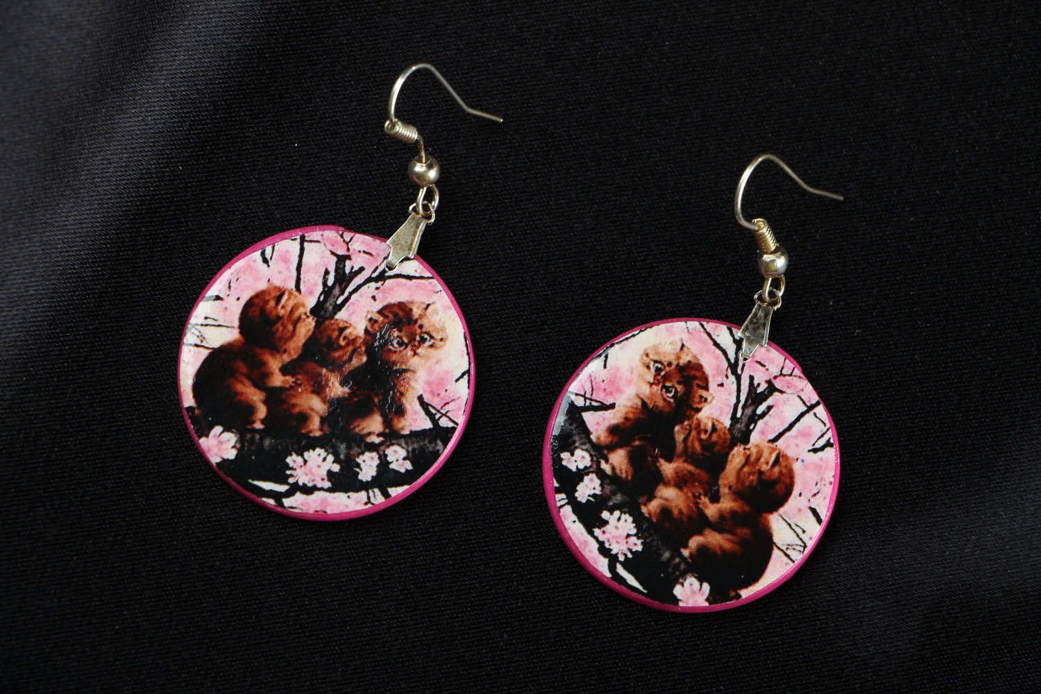 Round polymer clay earrings photo 1